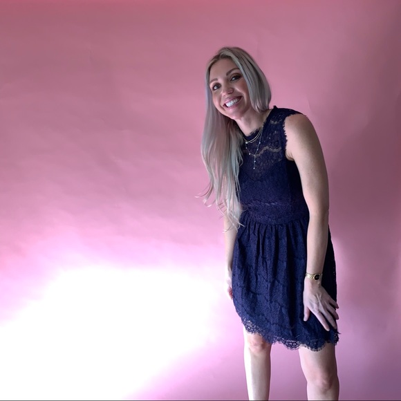 ✨SALE✨Navy Blue Lace Babydoll Dress - Picture 5 of 8